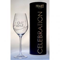 Üveg pohár swarovski dísszel bor 360ml Celebration 25yr
