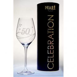Üveg pohár swarovski dísszel bor 360ml Celebration 50yr