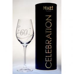 Üveg pohár swarovski dísszel bor 360ml Celebration 60yr