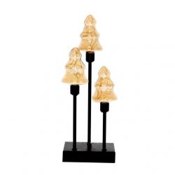 Fenyőfa 3db üveg, fém, LEDes, elemes 12x7x33,5 cm arany/fekete @