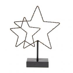 Csillag 2db álló fém,LEDes, elemes 22,5×5,5×28 cm fekete