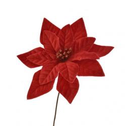 Mikulásvirág betûzős bársony 16cm piros