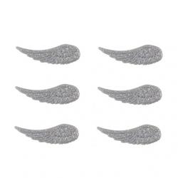 Angyal szárny öntapadós poly 5,9x1,8x0,4cm ezüst glitteres S/6