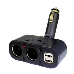 Szivargyújtó elosztó + USB 12-24V AE-WF033