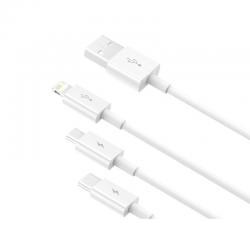 3 az 1-ben 1,2 m 3A gyorstöltésű kábel (lightning / microUSB / USB-C) GZ17927